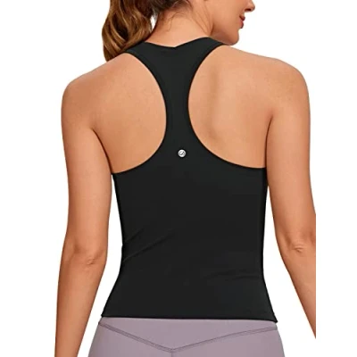 Bild av CRZ Yoga Butterlux Racerback Träning Tank Toppar för kvinnor Ärmlös Gym Athletic Shirts Camisole Svart XXS