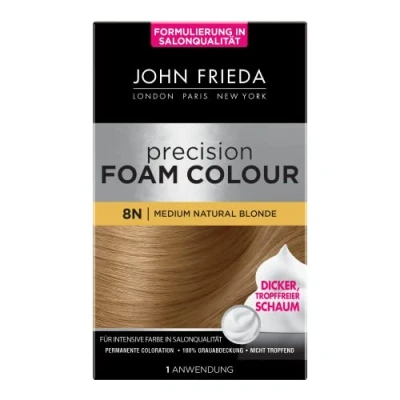 Bild av John Frieda Precision Foam Colour, medium blond, permanent färg i skumform, perfekt jämn täckning, för 1 användning, gul, 130 ml (1 pack)