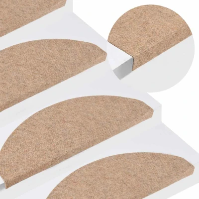 Bild av Trappstegsmattor självhäftande 15 st 65x22,5x3,5 cm beige