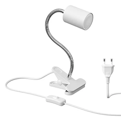 Bild av ledscom.de Klämlampa WAIKA med svanhals och strömbrytare vit matt, inkl. GU10 LED lampa (varm vit, 4.914W, 450lm, 100)