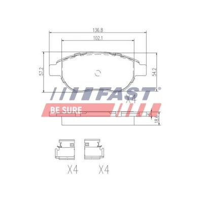 Bild av FAST FT29156 Jeu de plaquettes frein Essieu avant contact signal d&#039;usure exclu PEUGEOT: 206 3/5 portes, 207 307 portes
