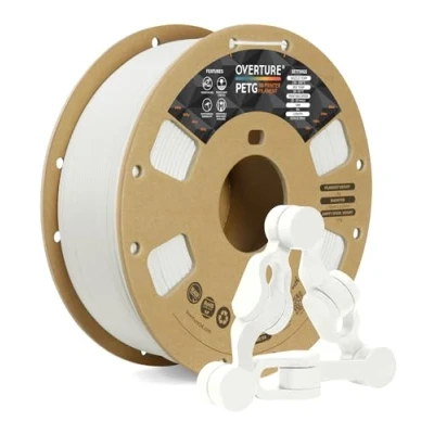 Bild av OVERTURE PETG 3D skrivarfilament 1,75 mm, 1 kg filament (2,2 lbs), dimensionell noggrannhet sannolikhet +/ 0,02 passar de flesta FDM skrivare(Vit)