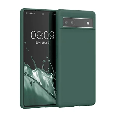 Bild av kwmobile fodral kompatibelt med Google Pixel 6a mjukt TPU silikonfodral skydd lämpligt för trådlös laddning grangrön