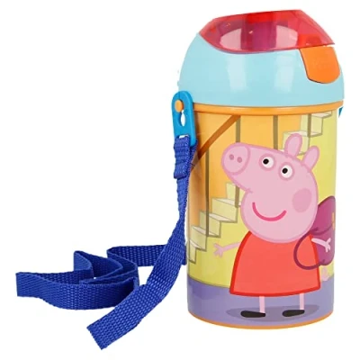 Bild av Stor 48669 450 ml POPUP Robot flaska Peppa Pig Gris Bottiglia, rosa/blå