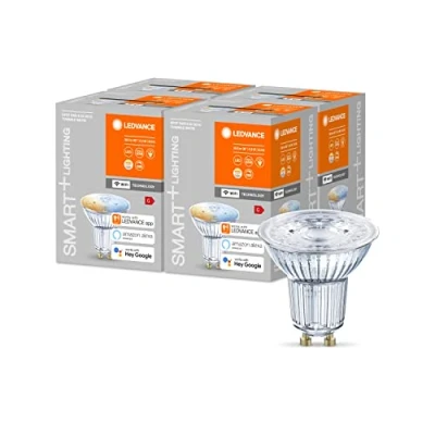 Bild av LEDVANCE Smart LED reflektorlampor med WiFi teknik, GU10 sockel, ljusfärg som kan ändras (2700 6500K), dimbar, ersätter 40 W, SMART+ SPOT Tunable White, 4 pack