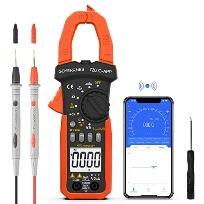 Bild av Digital klampmätare,GR 7200C APP Auto ranging DC AC Amp Meter TRMS 4000counts, Bluetooth Connect for Volt Amps Ohm Temp Measurement,Continuity Capacitance Resistance Frequency Diode Test
