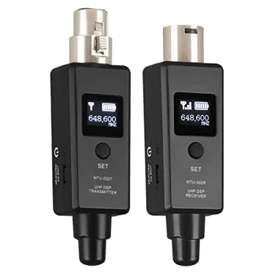 Bild av MasYosh Sändare och mottagare för trådlös mikrofon, uppladdningsbar mikrofon trådlöst system Mikrofonadapter dynamisk ljudblandare, PA system, kamera