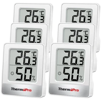 Bild av ThermoPro TP49W 6 digital minitermohygrometer termometer rumstermometer invändig temperatur och luftfuktighetsmätare med smiley indikator