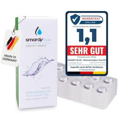 Bild av smardy 60 snabba testtabletter DPD1 (fritt klor) skaktestare drickvattentest ersättningstabletter vattenkvalitet vattentest tabletter för dricksvatten akvarium pool
