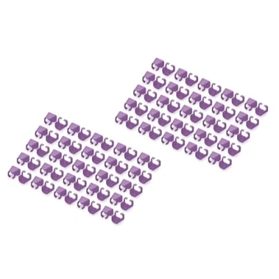Bild av DIGITUS färgklämmor för RJ45 patchkablar färgorganisering av nätverkskablar att förbättra kabelhanteringen 100 stycken CAT 5e, 6 &amp; 6A LAN kablar AWG 24/7 till 27/7 Lila