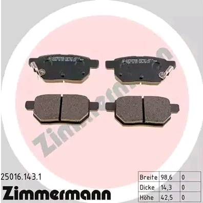 Bild av ZIMMERMANN 25016.143.1 Jeu de plaquettes frein avec indicateur d&#039;usure la photo correspond au contenu livraison TOYOTA: Prius Plus