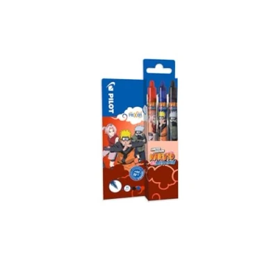Bild av PILOT FriXion Clicker 0,7 Naruto Shippuden Limited Edition raderbar, påfyllningsbar gelbläckrulle med tryckmekanik och termokänsligt bläck, medelspets, 1 styck (förpackning 3)