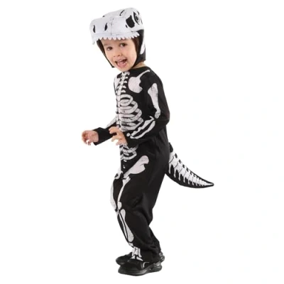 Bild av Rubies Dino skelett kostym för pojkar och flickor, overall med svans huva, officiell licens, Skeleton, halloween, karneval, fester cosplay