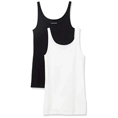 Bild av Amazon Essentials tunn remtank för kvinnor, slim fit, 2 pack, svart/vit, X Large