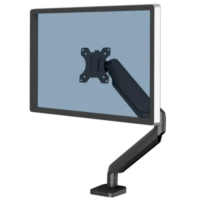 Bild av Fellowes monitorhållare för 1 skärm upp till 32 tum (81,28 cm) Platinum Series monitorarm med gasfjäder, USB portar fäste klämma eller kabelgenomlopp svart