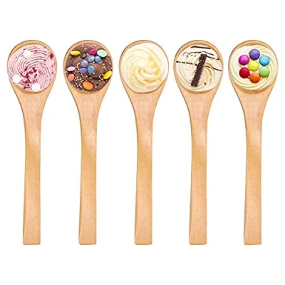 Bild av 30pcs Wooden Spoons Mini Wood Kids Tableware for Ice cream Sugar Honey Coffee Teaspoon Kitchen Condiment Table Spoon
