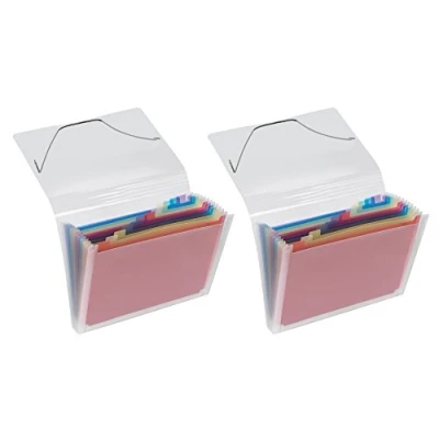 Bild av VELOFLEX 446290 fackmapp Crystal DIN A4, med 12 fack och flikar, PP material, färgglad uppdelning, transparent