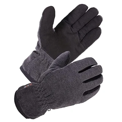 Bild av SKYDEER vinterhandskar med mjukt hjortskinn mocka läder och termisk polarfleece varm 3M Thinsulate isolering (SD8661T), Grå mocka, XL