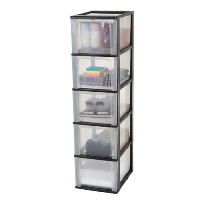 Bild av Iris Ohyama, Torn, Dresser, Plastförvaringsorganisator Med ergonomiskt handtag, 3 + 13L, Enhet, integrerat BPA fri, Kontor, Sovrum, Vardagsrum, OCH 2400, Grå