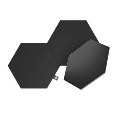 Bild av Nanoleaf Shapes Ultra Black Hexagon expansionspaket, 3 extra LED paneler smarta modulära RGBW WLAN 16 miljoner färger vägglampa inomhus, musik och skärm Sync, fungerar med Alexa