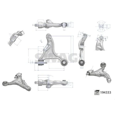 Bild av SWAG 33 11 1585 Bras de suspension avec roulements Essieu avant, droit barre oscillant transversal Aluminium VOLVO: S60 I, V70 2