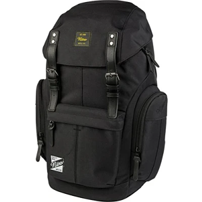 Bild av Nitro Daypacker vardagsryggsäck i retrolook med vadderat laptopfack, skolryggsäck, vandringsryggsäck eller streetpack, 32 l, Svart, 46 cm, Ryggsäck