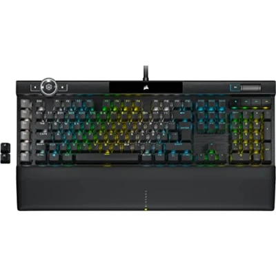 Bild av Corsair K100 RGB Mekaniskt Gamingtangentbord (CHERRY MX SPEED Silverbrytare, Integrerad lagring på 8 MB, Dedikerade medietangenter och volymkontroll, USB port direkt tangentbordet) Svart