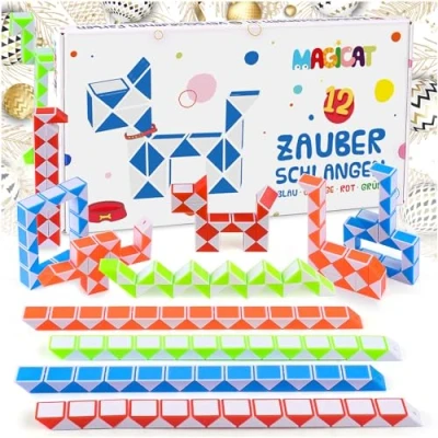 Bild av Magicat Premium Magic Snake Set, 12 magiska ormar vardera 24 block, gåvor barnfödelsedag, gästgåvor, presenter, flygplan sysselsättning barn, lekar för långa bilresor barn