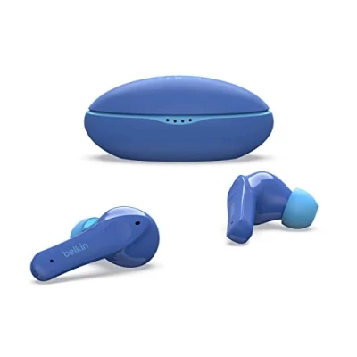 Bild av Belkin SOUNDFORM True Wireless hörlurar för barn, 85 dB begränsning skydd av hörseln, online utbildning, skola, IPX5 klassificerad, 24 tim. speltid iPhone, iPad, Kindle med flera Blå