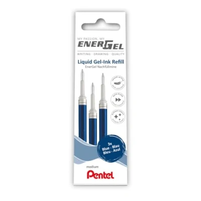 Bild av Pentel LR7 3C påfyllningsmina för EnerGelpennor 0,7 boll = 0,35 mm linjetjocklek, 3 stycken, blå