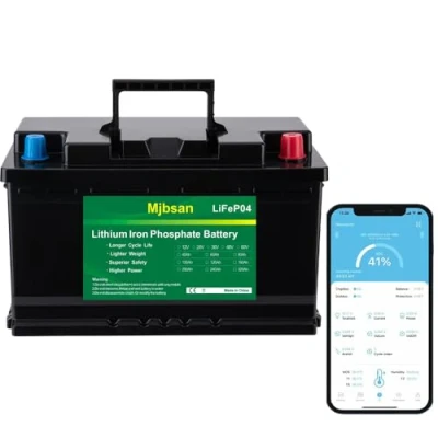 Bild av Mjbsan LiFePO4 Batteri, 12 V, 100 Ah, Deep Cycle, BMS på A, 4 0008 000 cykler, max 1 280 W effekt, perfekt ersättning av blybatterier för husvagnar, camping, solpaneler, båtar