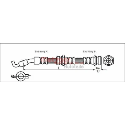 Bild av METZGER 4114722 Flexible De Frein 470 MAZDA: 121 I 3 portes