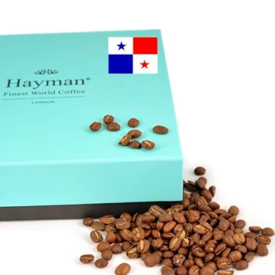 Bild av Hayman Coffee, 100 % Panama Geisha kaffebönor, hela bönor kaffe medelrostat, färska kaffebönor (Kartong med 340 gram)