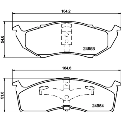 Bild av HELLA 8DB 355 014 971 Jeu de plaquettes frein non préparé pour indicateur d&#039;usure CHRYSLER: Voyager 4, / Grand 3