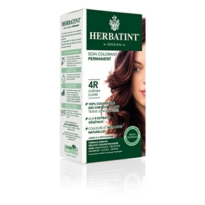 Bild av Herbatint Permanent hårfärgningsvård 4R koppar kastanj 150 ml, ammoniakfri, 100% vit hårtäckning, dermatologiskt testad för känslig hud, med 8 ekologiska växtextrakt