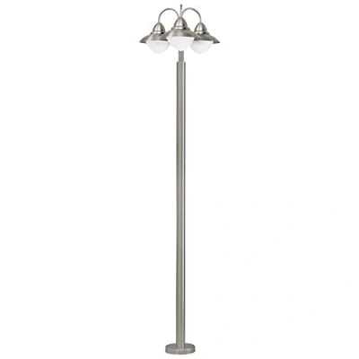 Bild av EGLO utomhus golvlampa Sidney, 3 ljuskällor utomhuslampa, i rostfritt stål, glas: vit, opal matt, färg: silver, sockel: E27, IP44