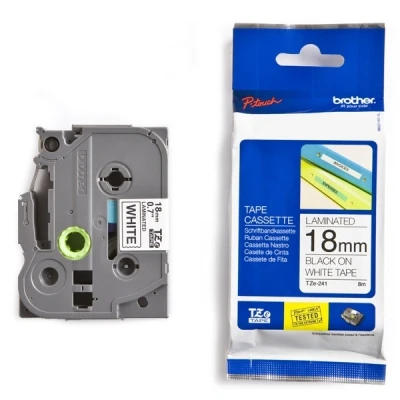 Bild av Brother Tape TZE241 18mm svart på vit