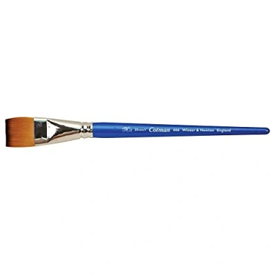 Bild av Winsor &amp; Newton 5306125 Cotman akvarell syntetiskt hår borste 666 enlinjesborste, långt handtag med utmärkt studs, färgbärande kraft och punktnoggrannhet 1 tum 25 mm