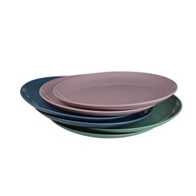 Bild av Ikolife stora plasttallrikar platta 6 stycken Φ23 cm 3 färger, barntallrikar, återanvändbara BPA fri! (23 tallrik stor)