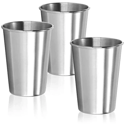Bild av COM FOUR® 3x dricksmugg i rostfritt stål lätt mugg av 304 campingmugg 300 ml resemugg splitterfri och BPA fri
