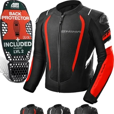 Bild av SHIMA MESH PRO motorcykeljacka herr med skydd AIRFORCE ryggskydd, motorcykeljacka, sommar, axelskydd, armbågstextiljacka, skyddsjackor, stadsskydd (män, röd, S)