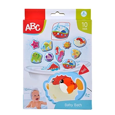 Bild av Simba 104010196 ABC magiskt badpussel, badklistermärken, 10 stycken, cm, fastnar vid badkarskanten, badkul, färgglada motiv, färgförändring, badleksaker, från 12 månader