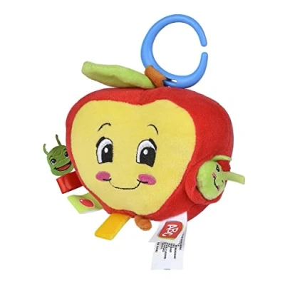 Bild av ABC 104010086 Äpple med Larv Aktivitetsleksak Mjuk Från Formad som Olika Material och Utdragbar Larv, 18 cm, 3 månader