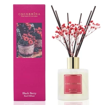 Bild av COCORRÍNA Doftspridare hem parfym, svarta bär 200 ml med diffusor doftpinnar diffusor, doftspridare, Reed för badrumshylla dekoration