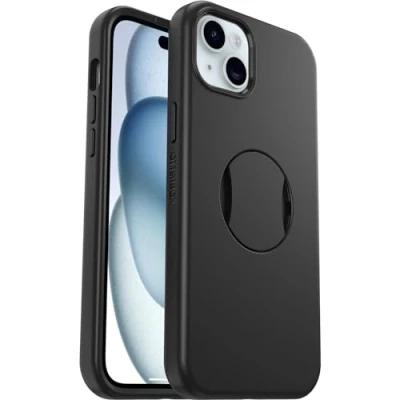 Bild av OtterBox OtterGrip Symmetry iPhone 15 Plus/iPhone 14 Plus skal för MagSafe, Skyddande med inbyggt grepp, 3x testat till militärstandard, Svart