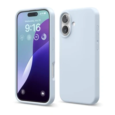 Bild av elago Kompatibel med iPhone 16 fodral, premium flytande silikonfodral, heltäckande skydd, stötsäkert och smalt telefonfodral, reptåligt mjukt mikrofiberfoder, 6.1