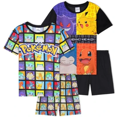 Bild av Get Trend pyjamas pojkar 2 pack set kortärmad barn tonåringar lounge nattkläder mjuka bekväma gåvor, Multi Pokemon, 7 8 Years