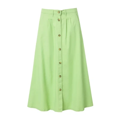 Bild av Ulla Popken Button DOWN Jeanskjol, Storlek: 46/48, Lime green