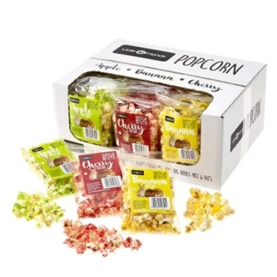 Bild av Popcorn i blandade smaker Banan/Äpple/Körsbär