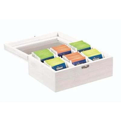Bild av Kesper tebox, material: FSC® certifierad bambu, mått: 21,5 x 16 9 cm, färg: gräddvit 57902
